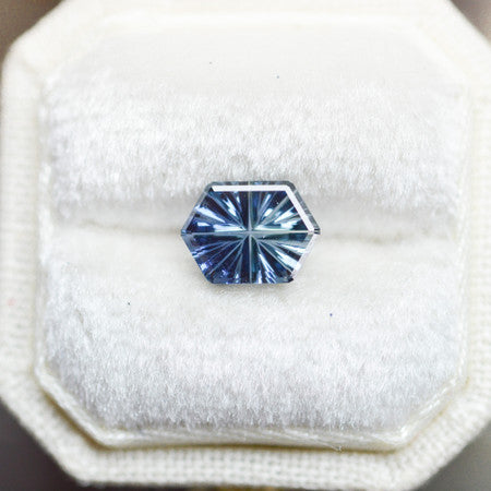 Brilliant Teal Blue Hexagon Sapphire StarBrite™ Cut by John Dyer