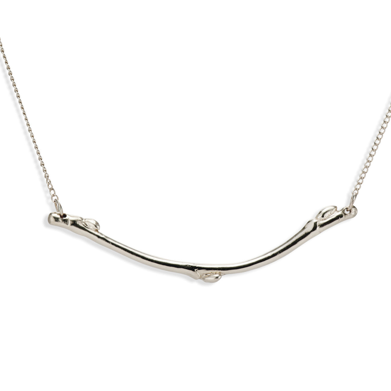 14K white gold twig necklace by Olivia Ewing Jewelry
