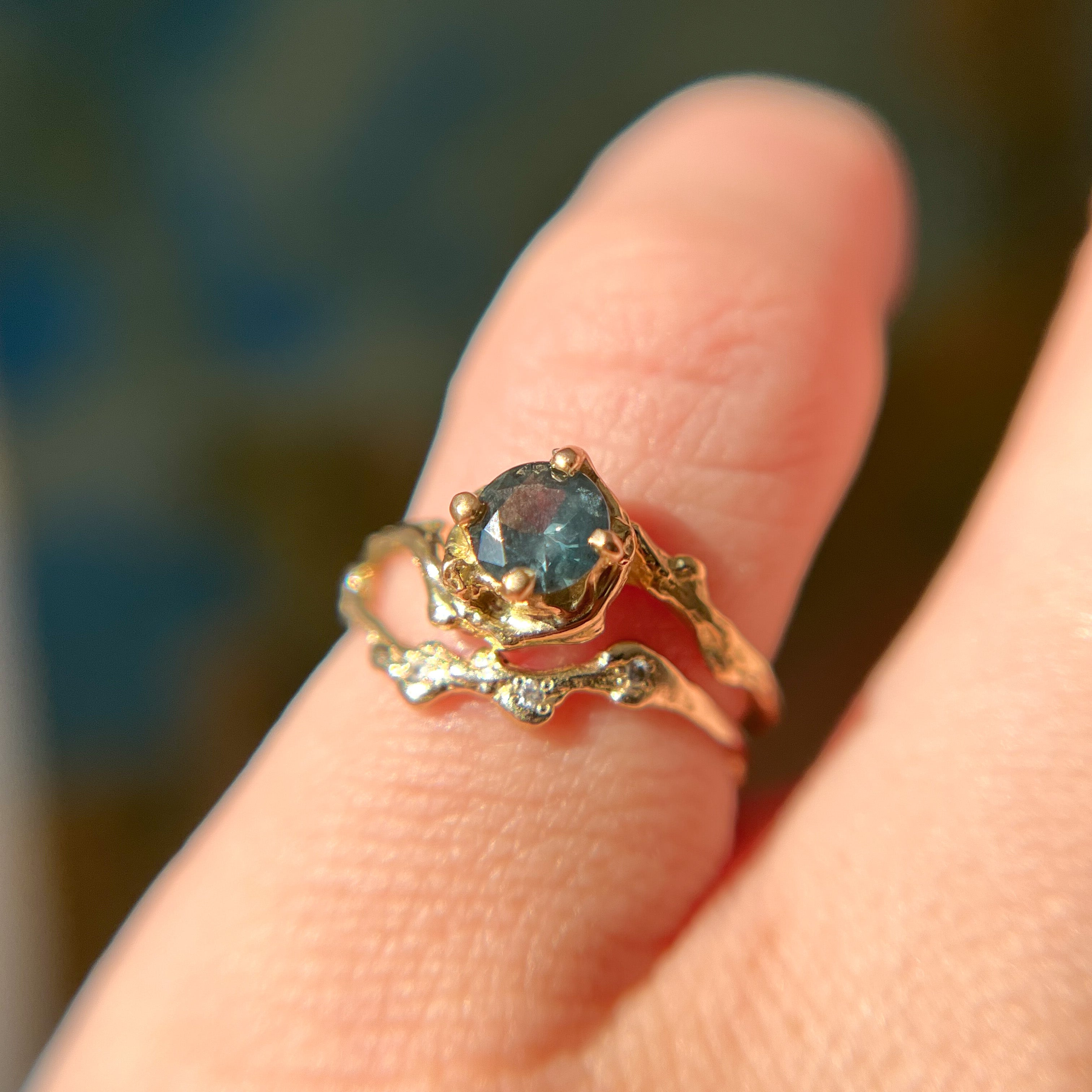 Demi Naples Teal Sapphire Solitaire