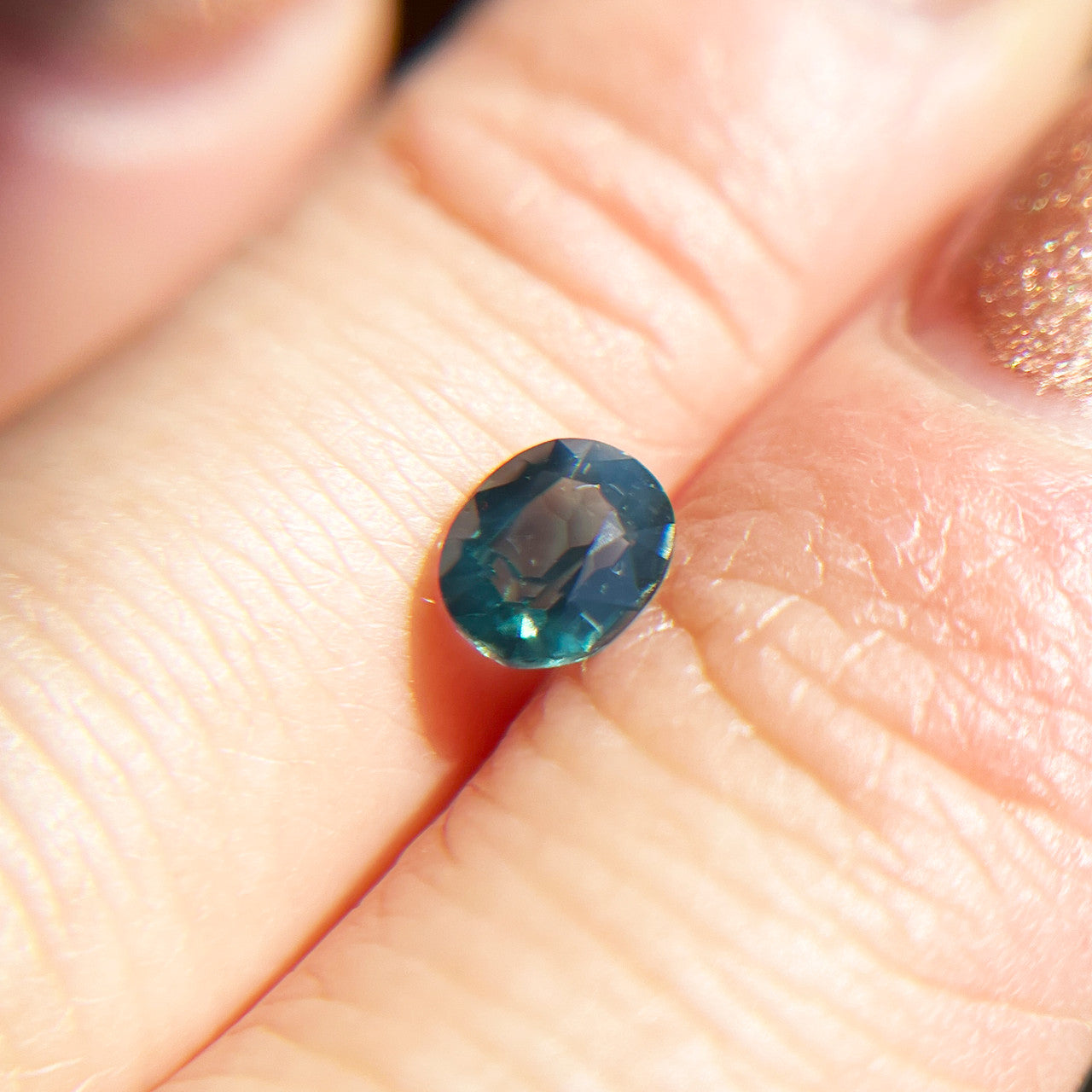 Oval Opalescent Teal Blue Sapphire