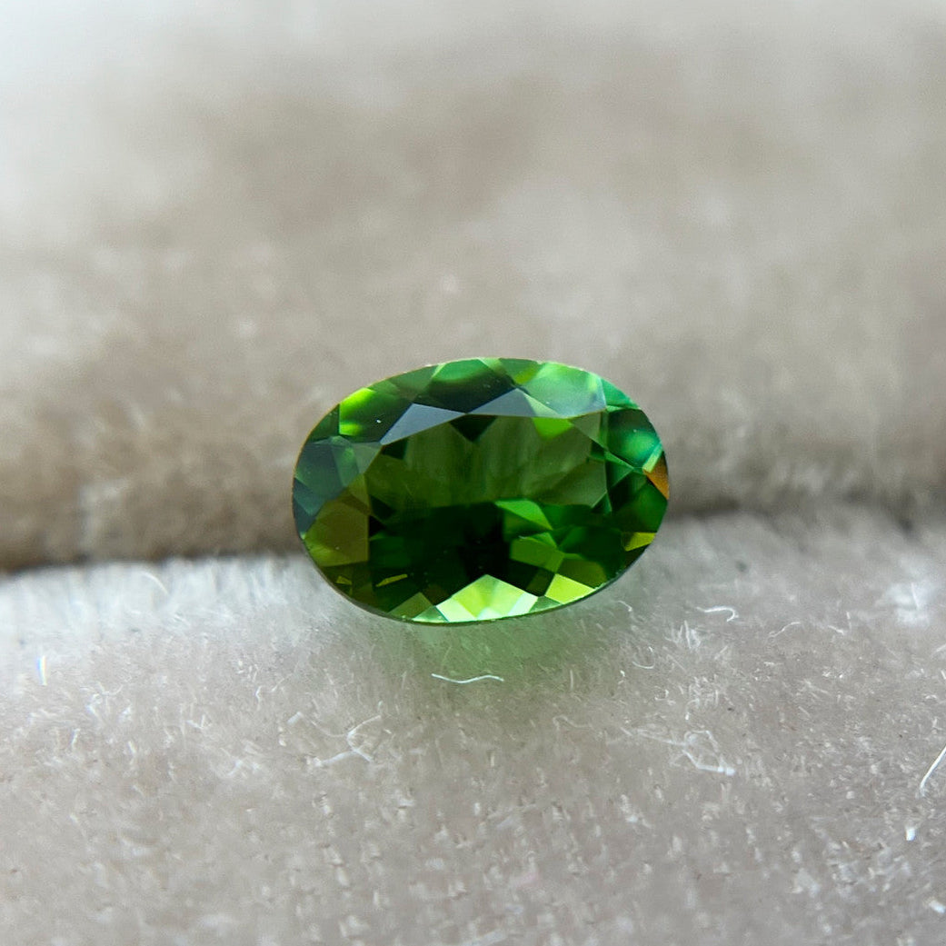 Vibrant Green Oval Montana Sapphire