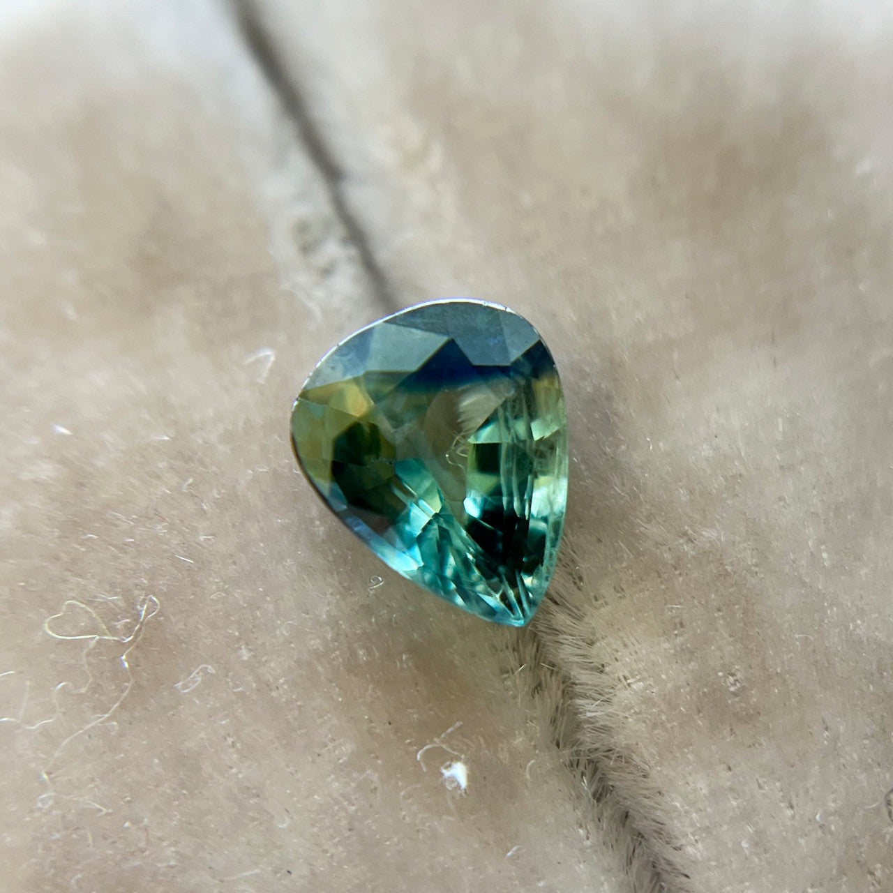 Light Teal Green Pear Cut Montana Sapphire