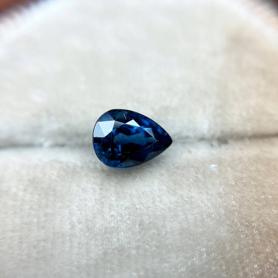 Deep Teal Blue Pear Cut Montana Sapphire