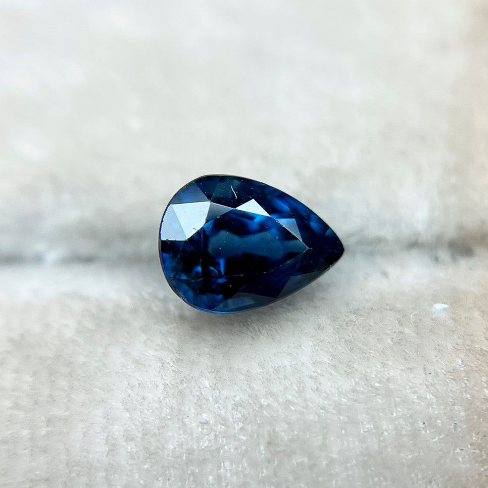 Deep Teal Blue Pear Cut Montana Sapphire