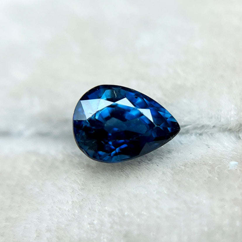 Deep Teal Blue Pear Cut Montana Sapphire