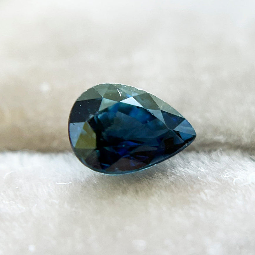 Deep Teal Blue Pear Cut Montana Sapphire