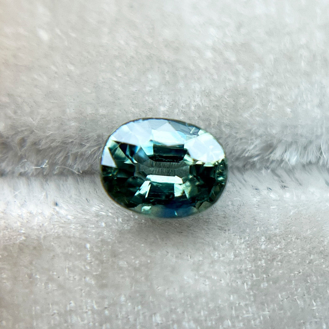Petite Light Teal Blue Oval Montana Sapphire