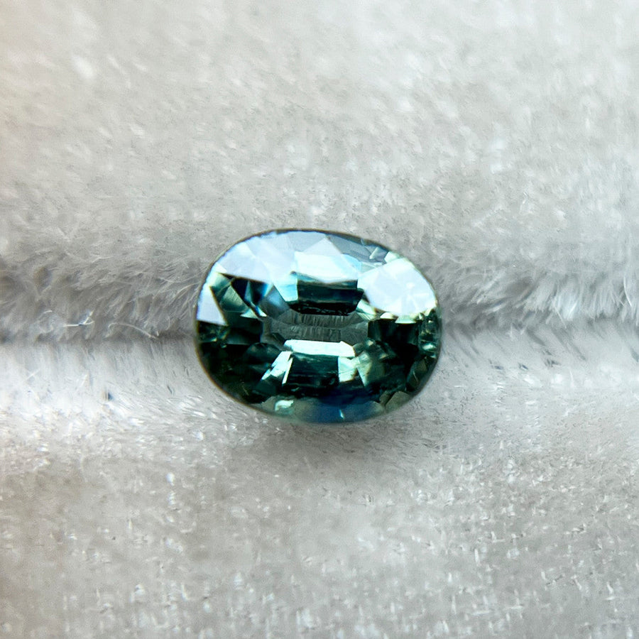 Petite Light Teal Blue Oval Montana Sapphire