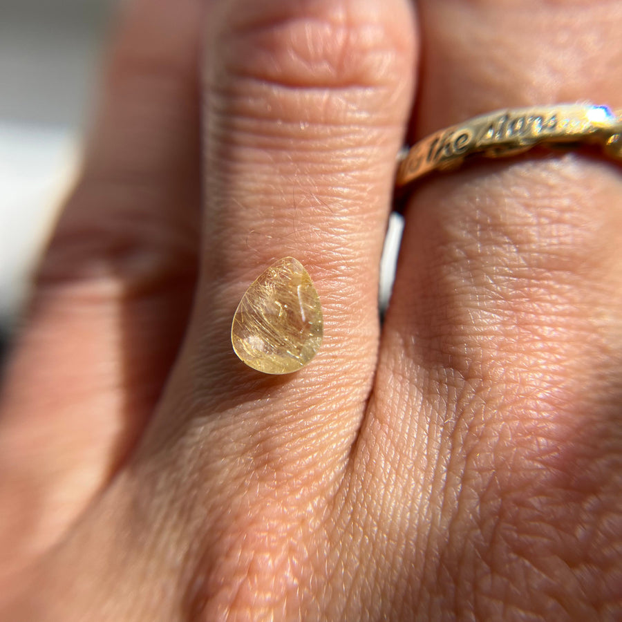 Rose Cut Pear Shaped Gold Rutilated Quartz