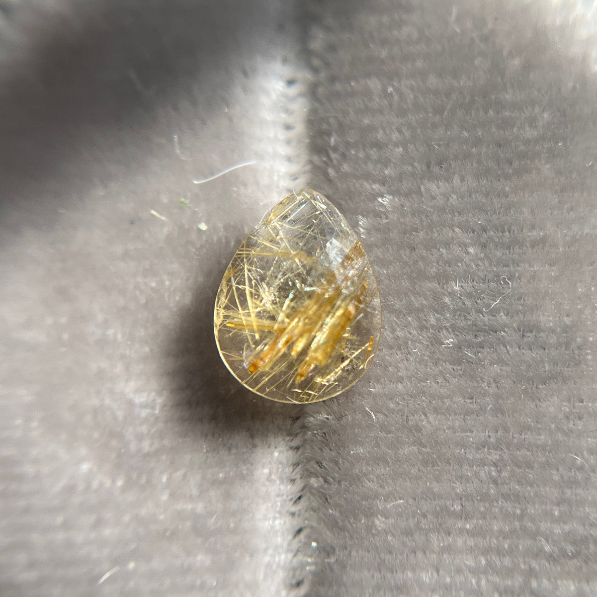Rose Cut Pear Shaped Gold Straw Rutilated Quartz