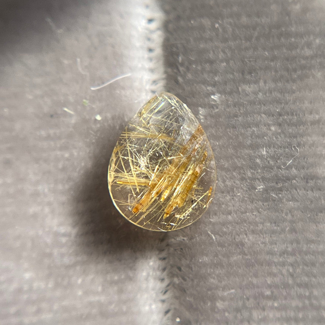 Rose Cut Pear Shaped Gold Straw Rutilated Quartz