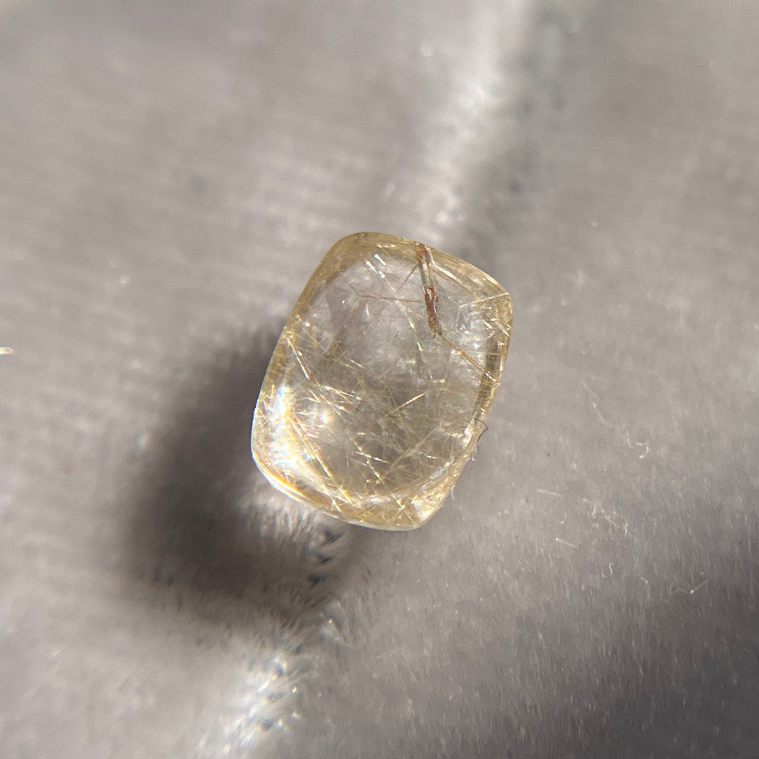 Elongated Rose Cut Gold Rutilated Quartz