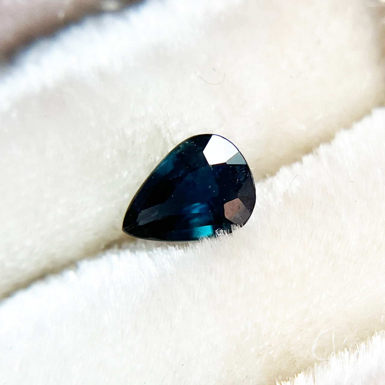 Dark Teal Blue Pear Cut Montana Sapphire