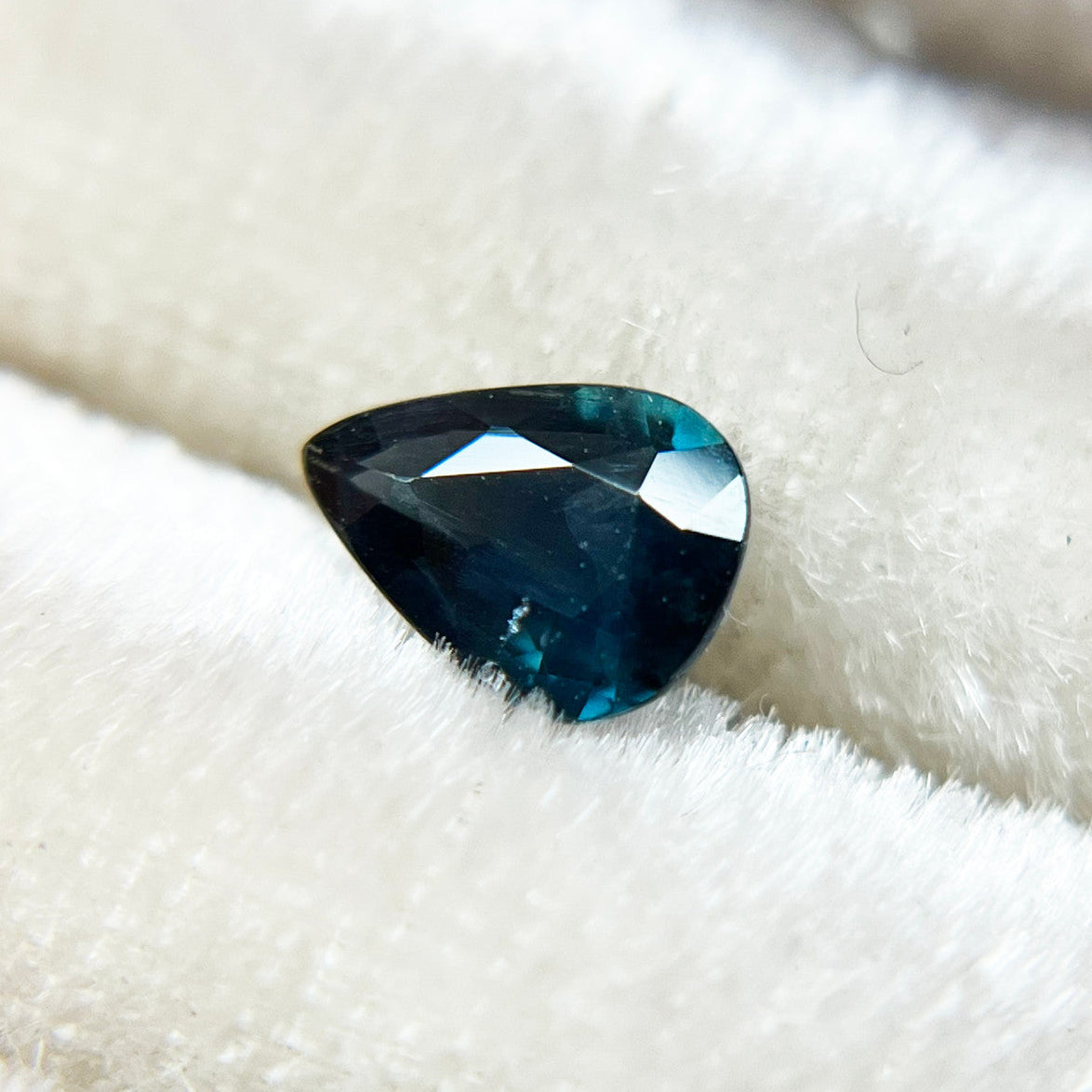 Dark Teal Blue Pear Cut Montana Sapphire