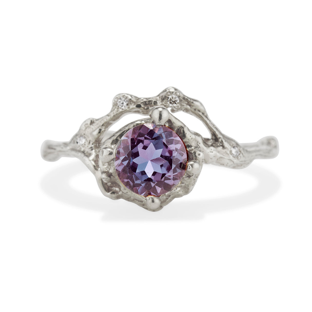 Platinum Naples Alexandrite Half Halo Ring by Olivia Ewing Jewelry