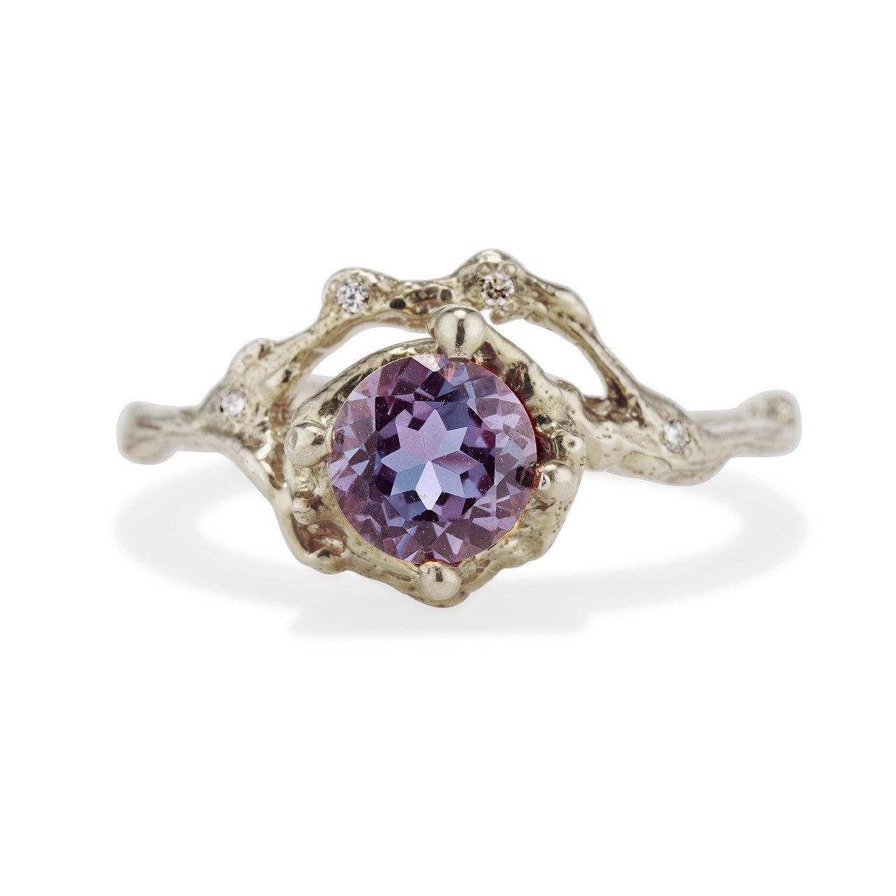 14K White Gold Naples Alexandrite Half Halo Ring by Olivia Ewing Jewelry