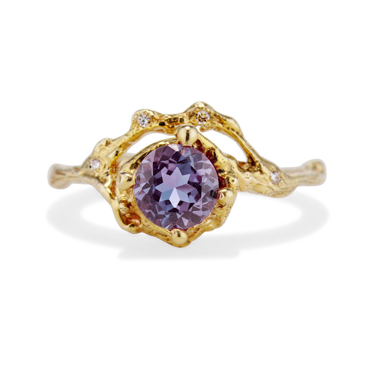 14K Yellow Gold Naples Alexandrite Half Halo Ring by Olivia Ewing Jewelry