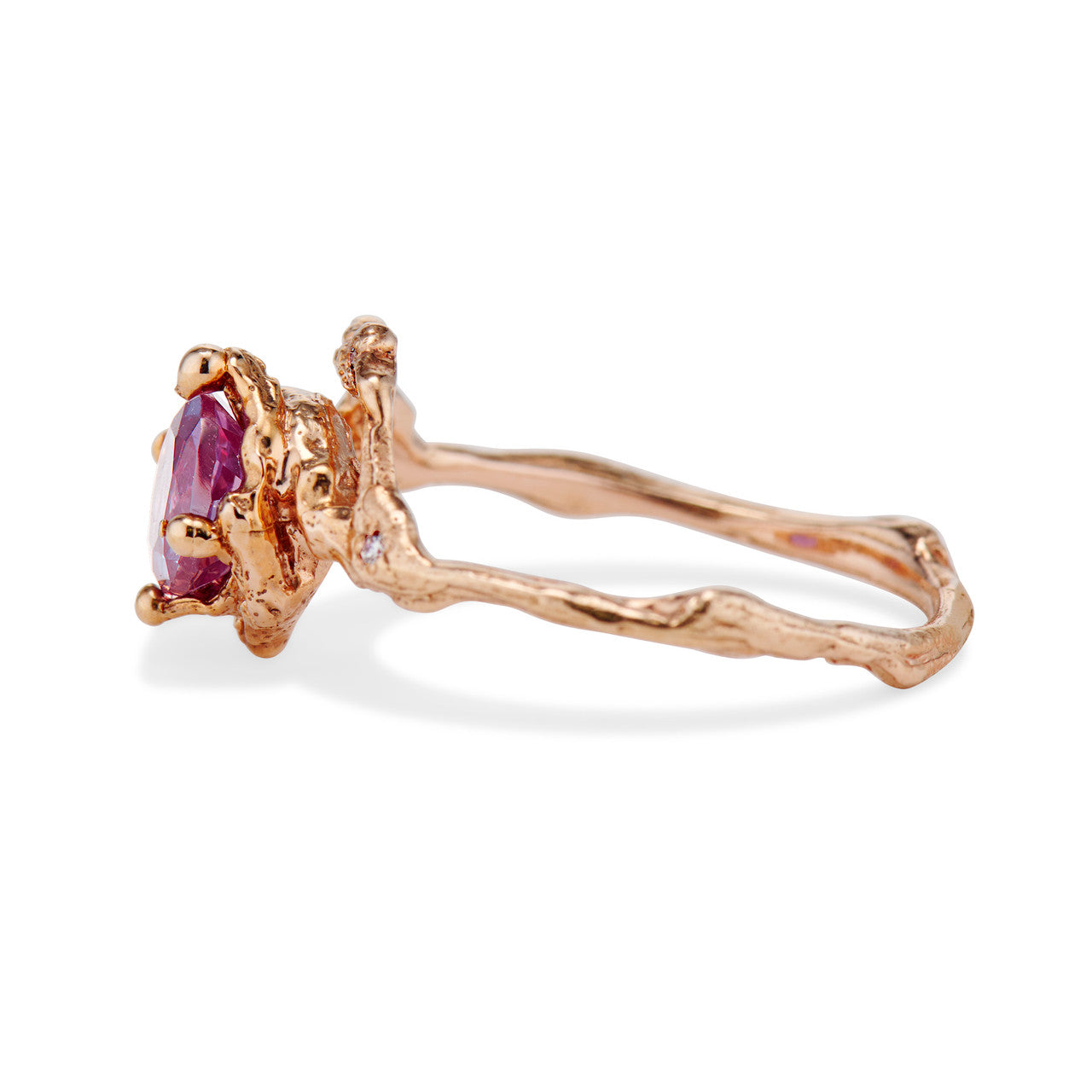 14K Rose Gold Naples Alexandrite Half Halo Ring by Olivia Ewing Jewelry