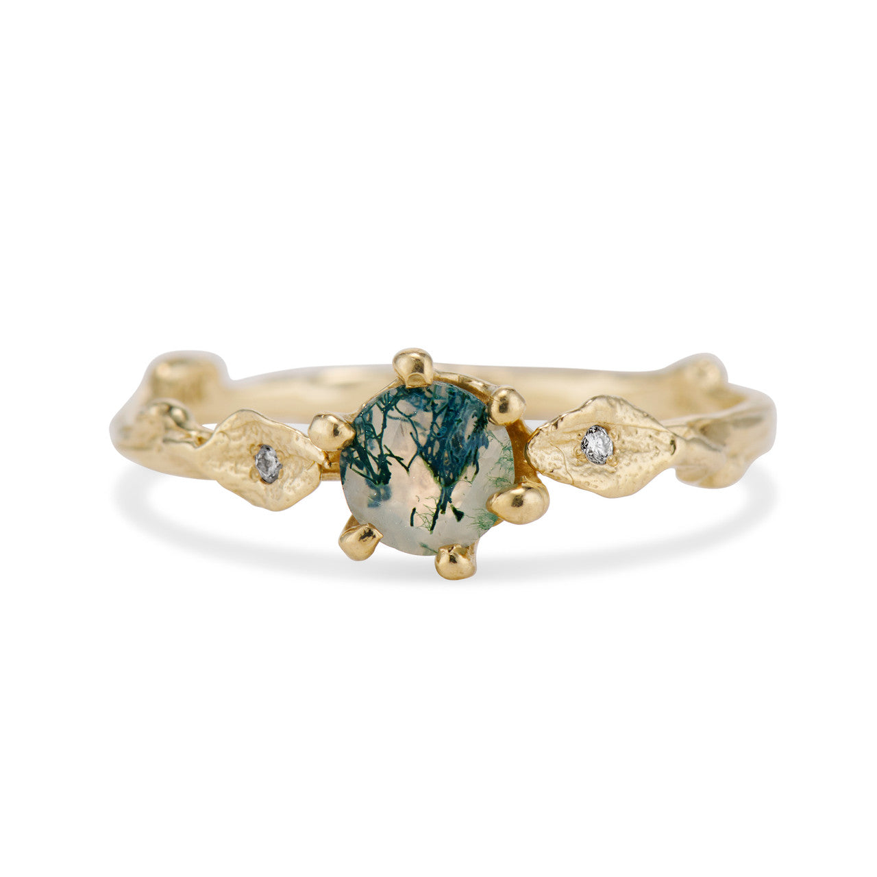 Flora Moss Agate Solitaire Ring