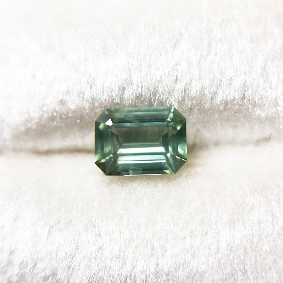 Emerald Cut Sage Green Opalescent Sapphire