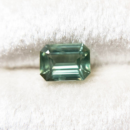 Emerald Cut Sage Green Opalescent Sapphire