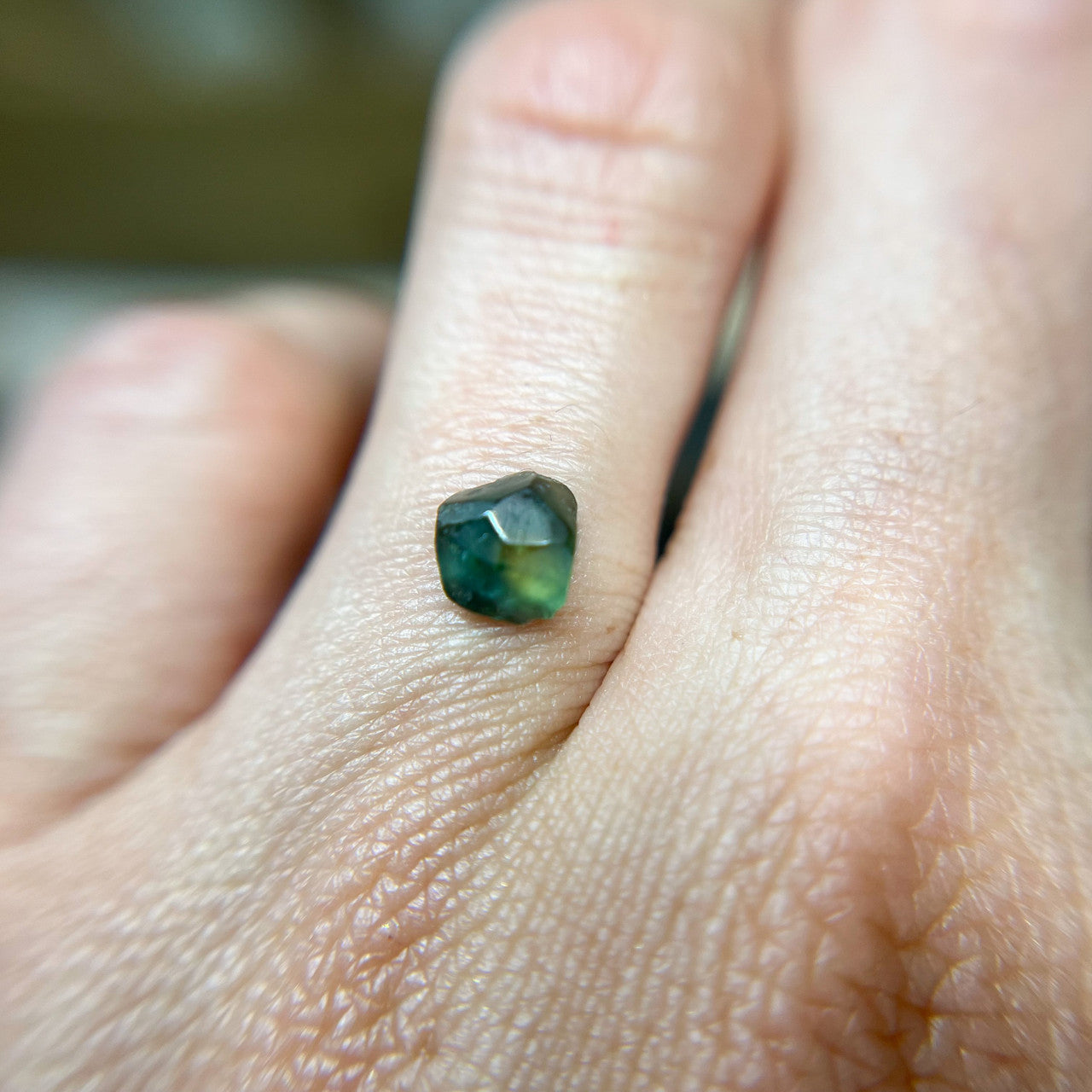 Organically Faceted Parti Color Green Blue Rough Australian Sapphire
