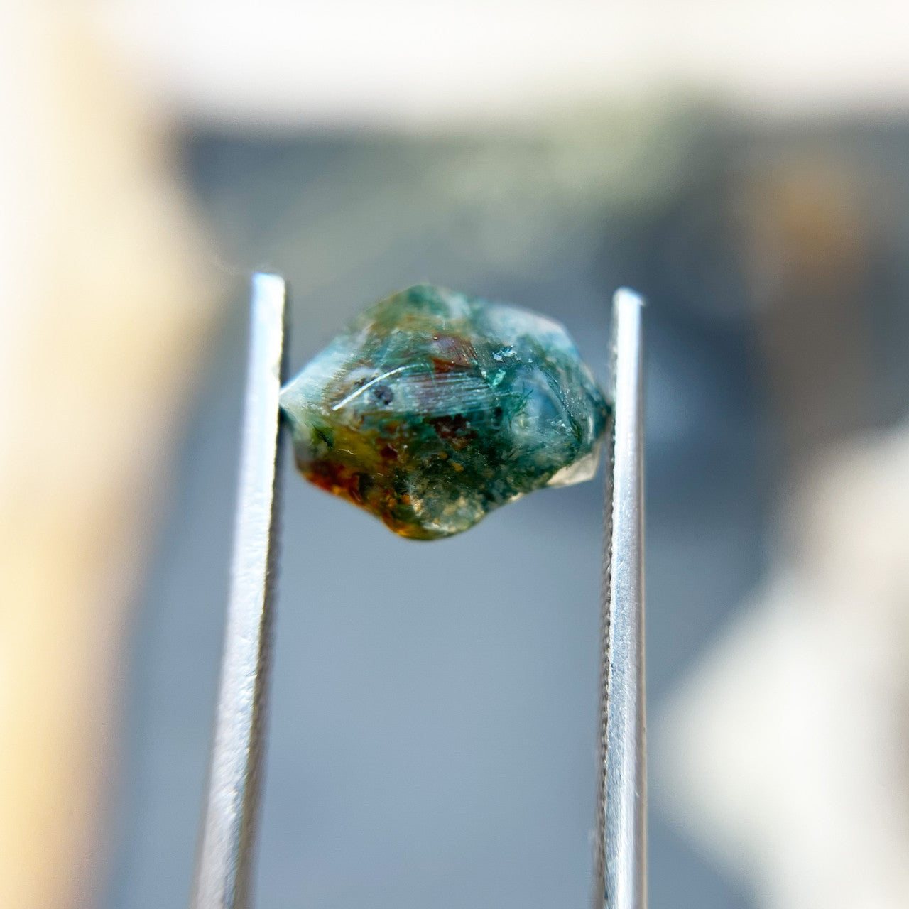 Organically Faceted Dark Green Moss Agate