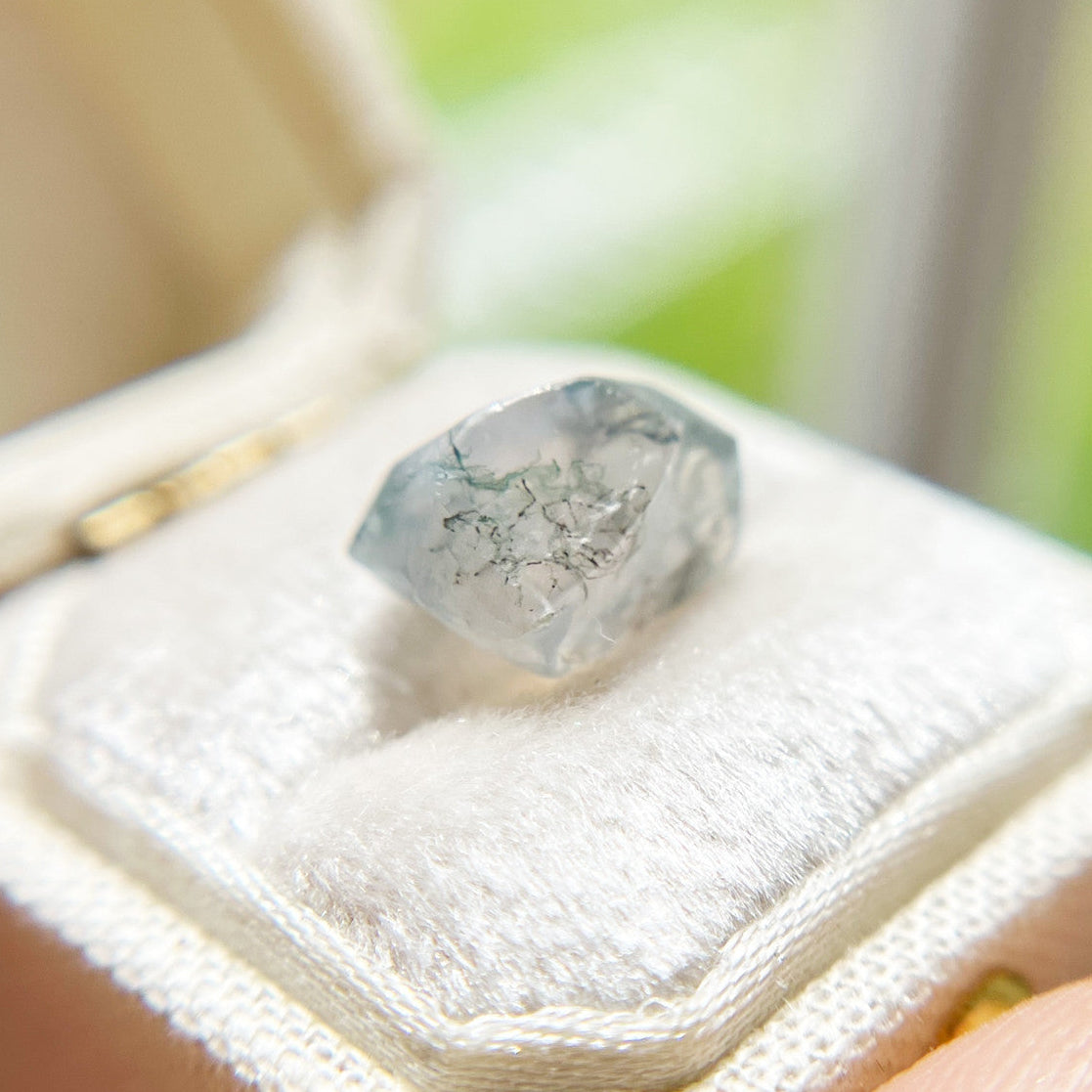 Organically Faceted Delicately Veined Moss Agate