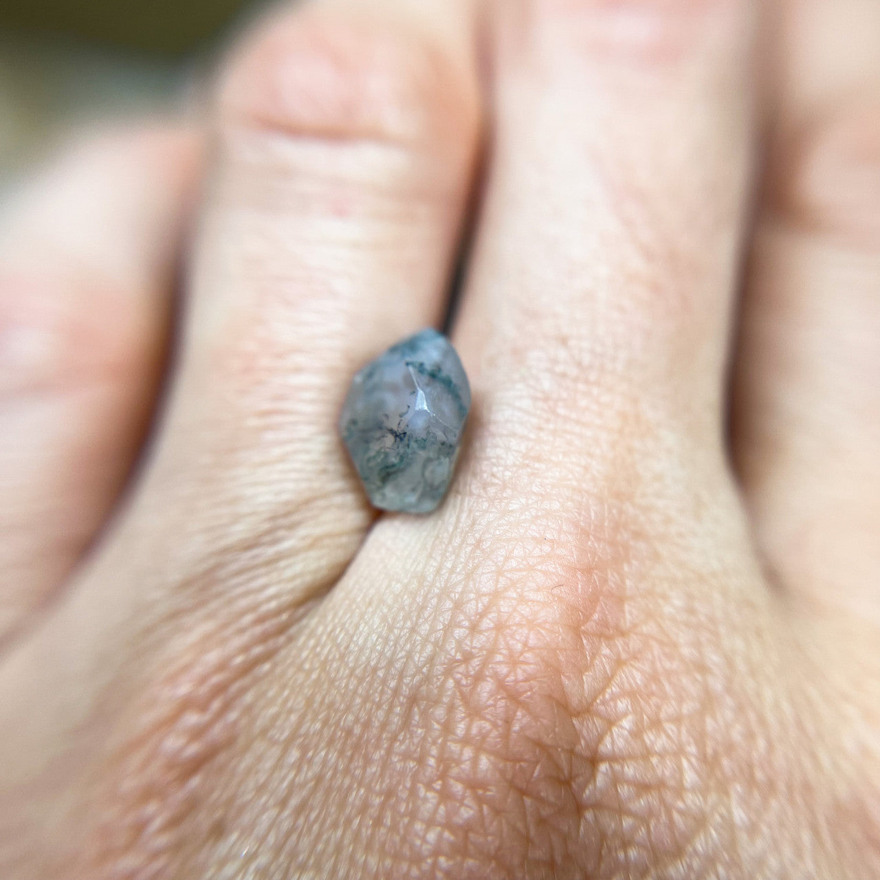 Organically Faceted Delicately Veined Moss Agate
