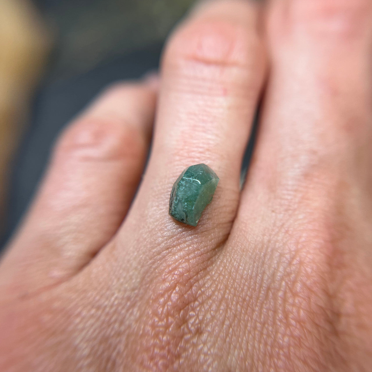 Organically Faceted Jade Green Moss Agate