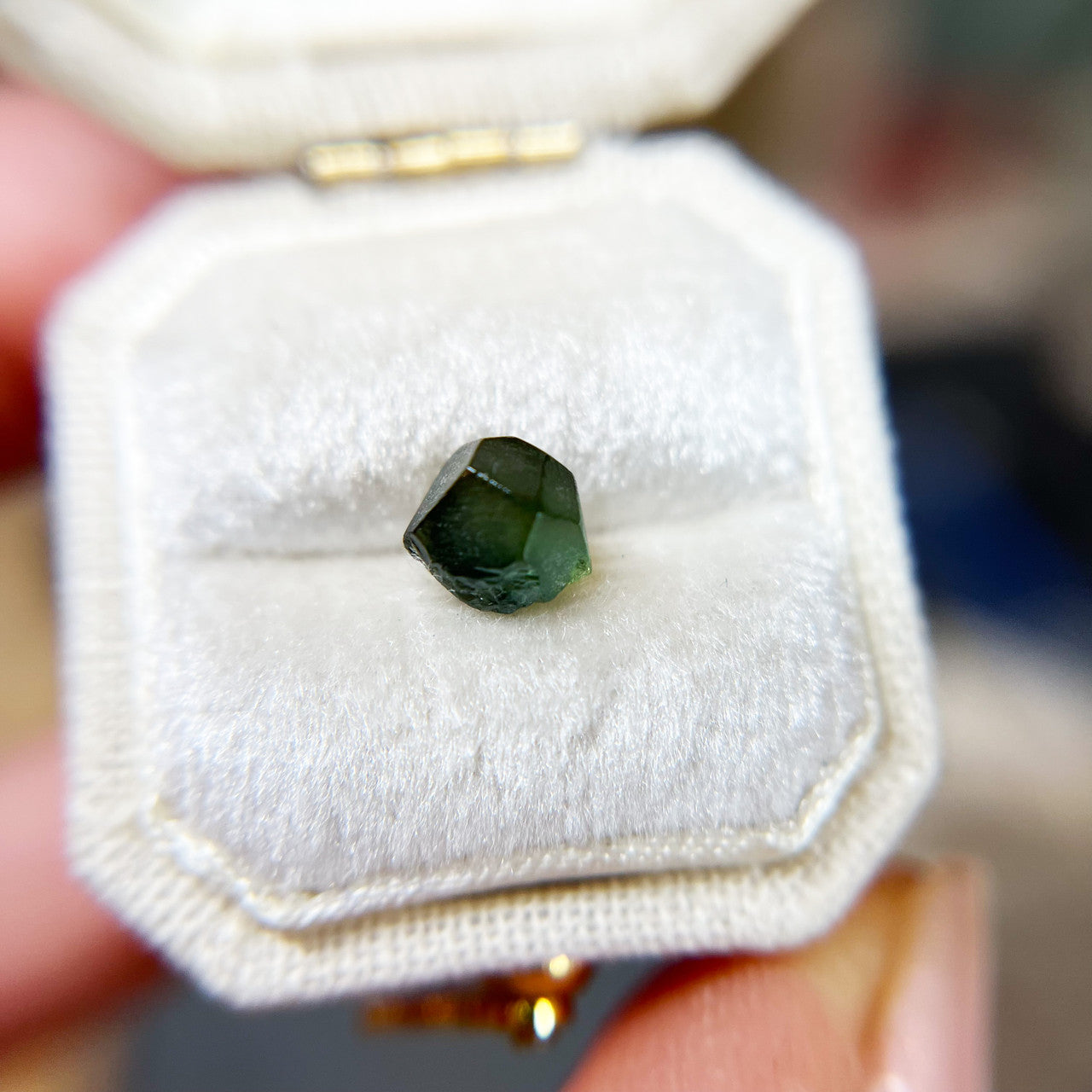 Organically Faceted Deep Green Australian Sapphire