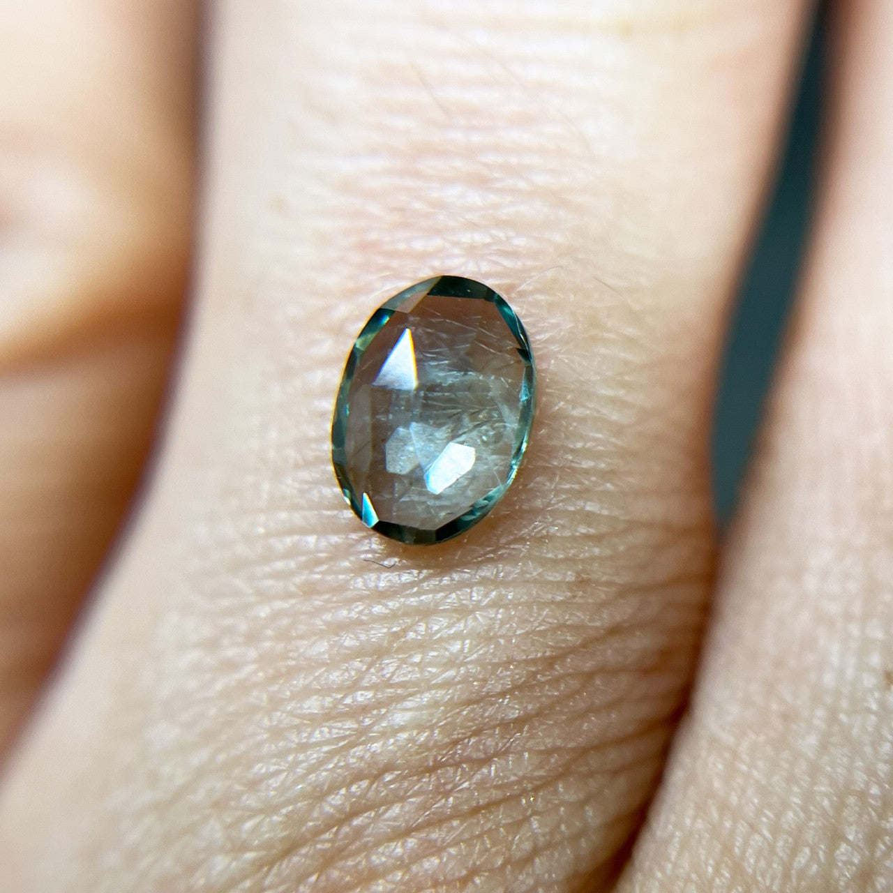 Teal Oval Rose Cut Montana Sapphire
