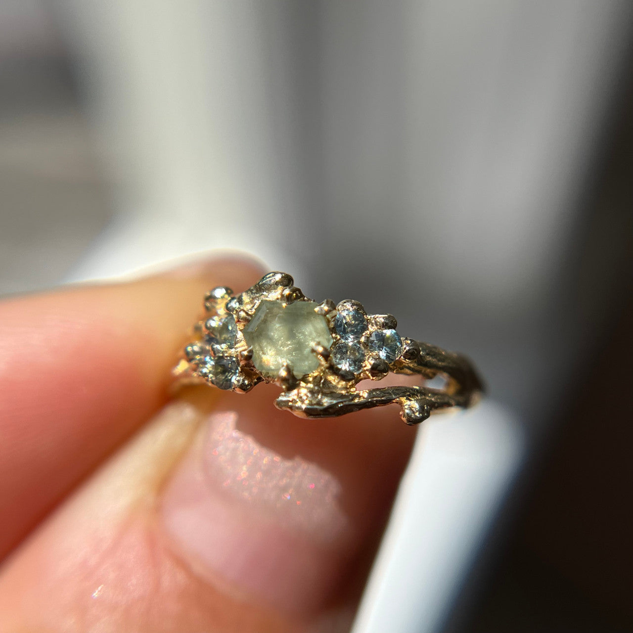 OOAK - Feyre Hexagonal Cut Montana Sapphire Ring