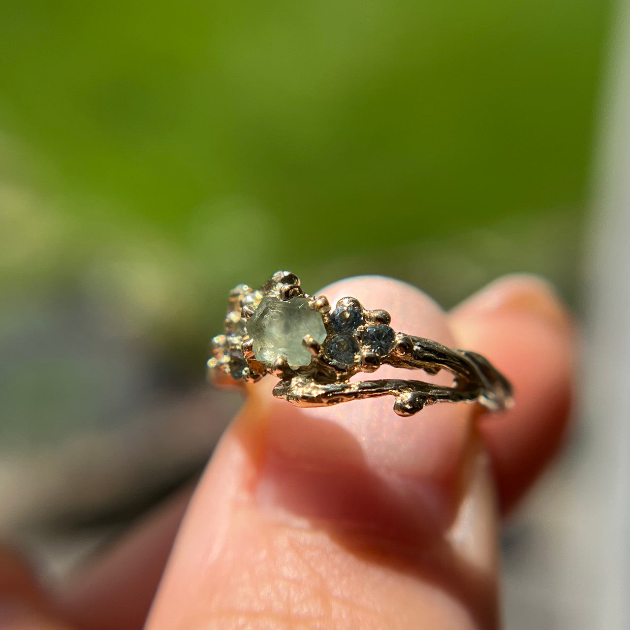 OOAK - Feyre Hexagonal Cut Montana Sapphire Ring
