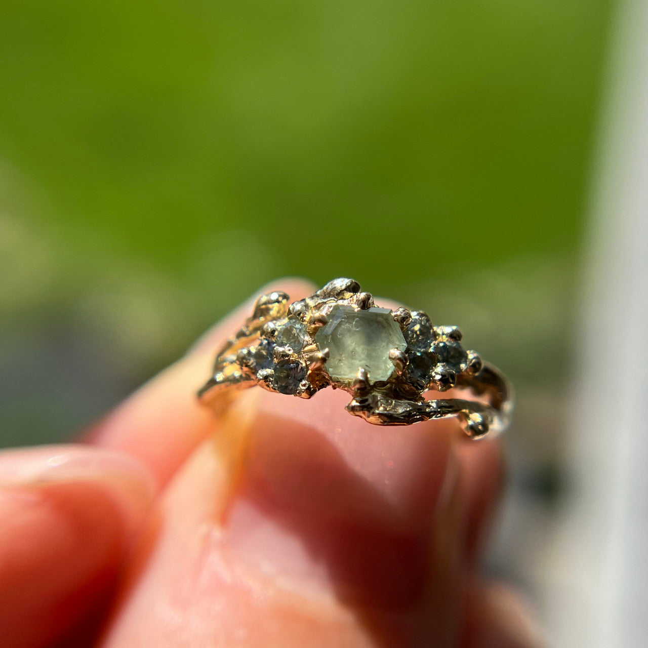 OOAK - Feyre Hexagonal Cut Montana Sapphire Ring