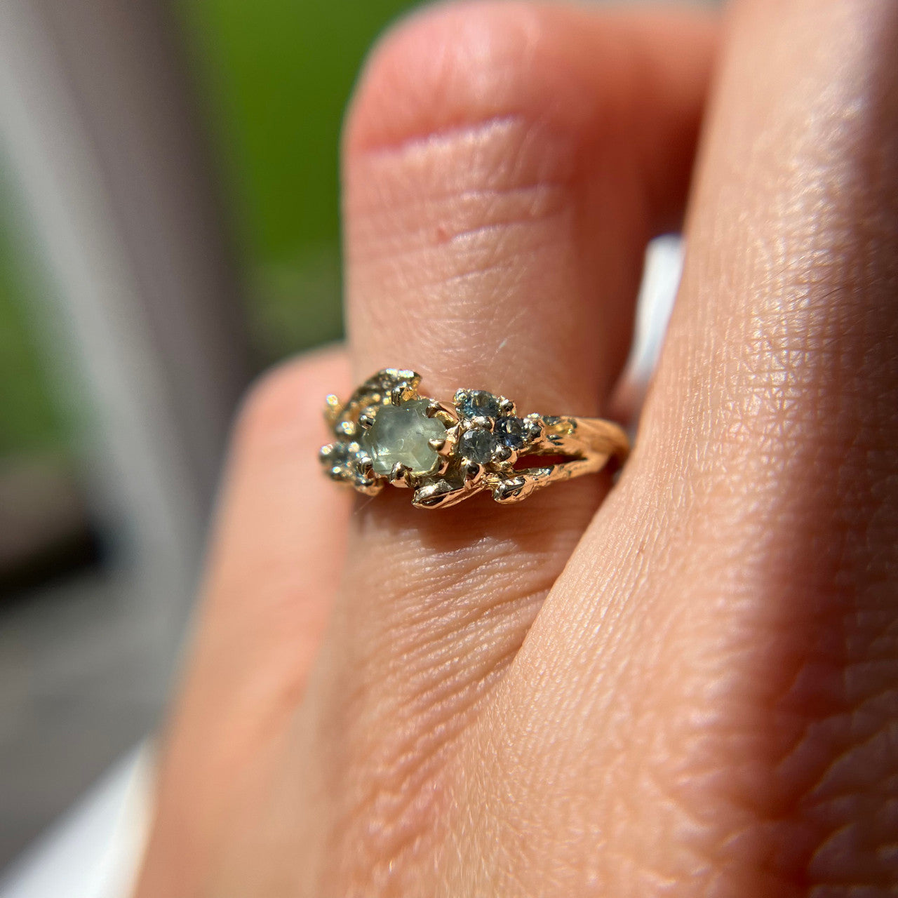 OOAK - Feyre Hexagonal Cut Montana Sapphire Ring