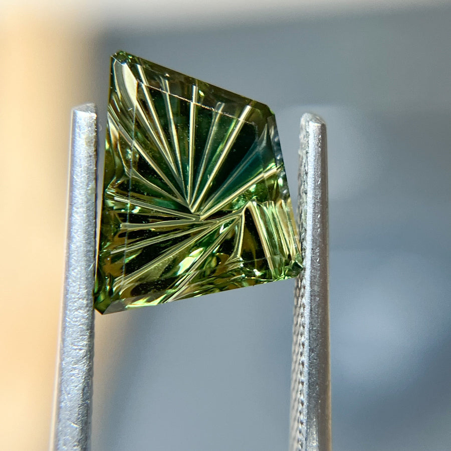 Parti Color Green Teal Sapphire Freeform Dreamscape™ Cut by John Dyer