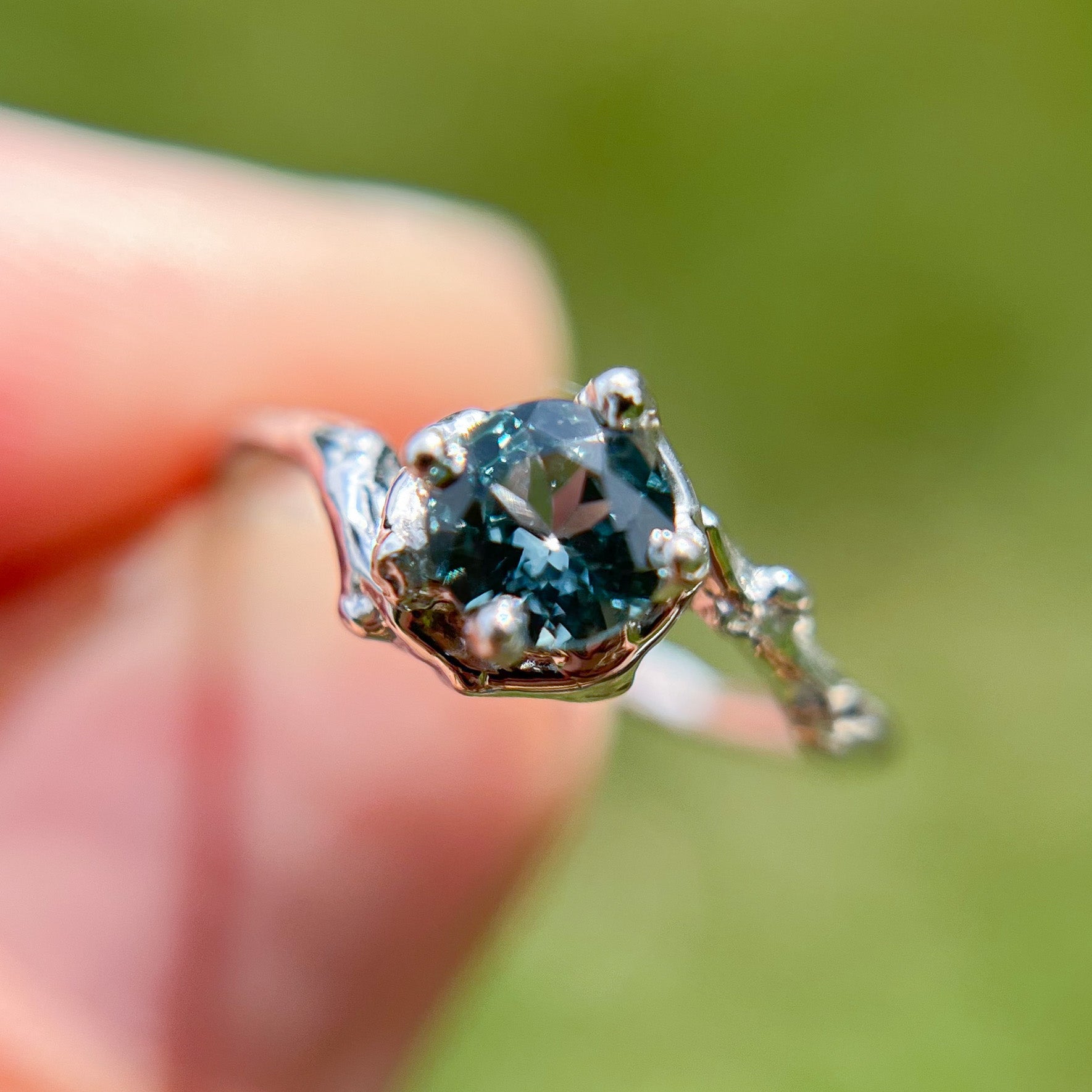 Demi Naples Teal Sapphire Solitaire