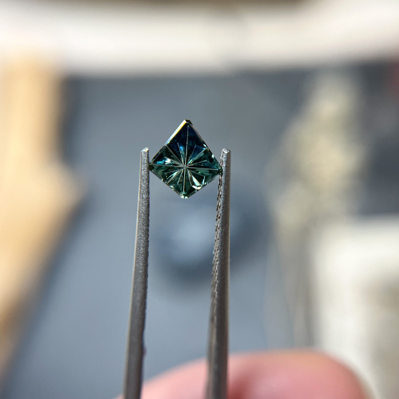 Teal Parti Color Sapphire Starbrite™ Cut by John Dyer