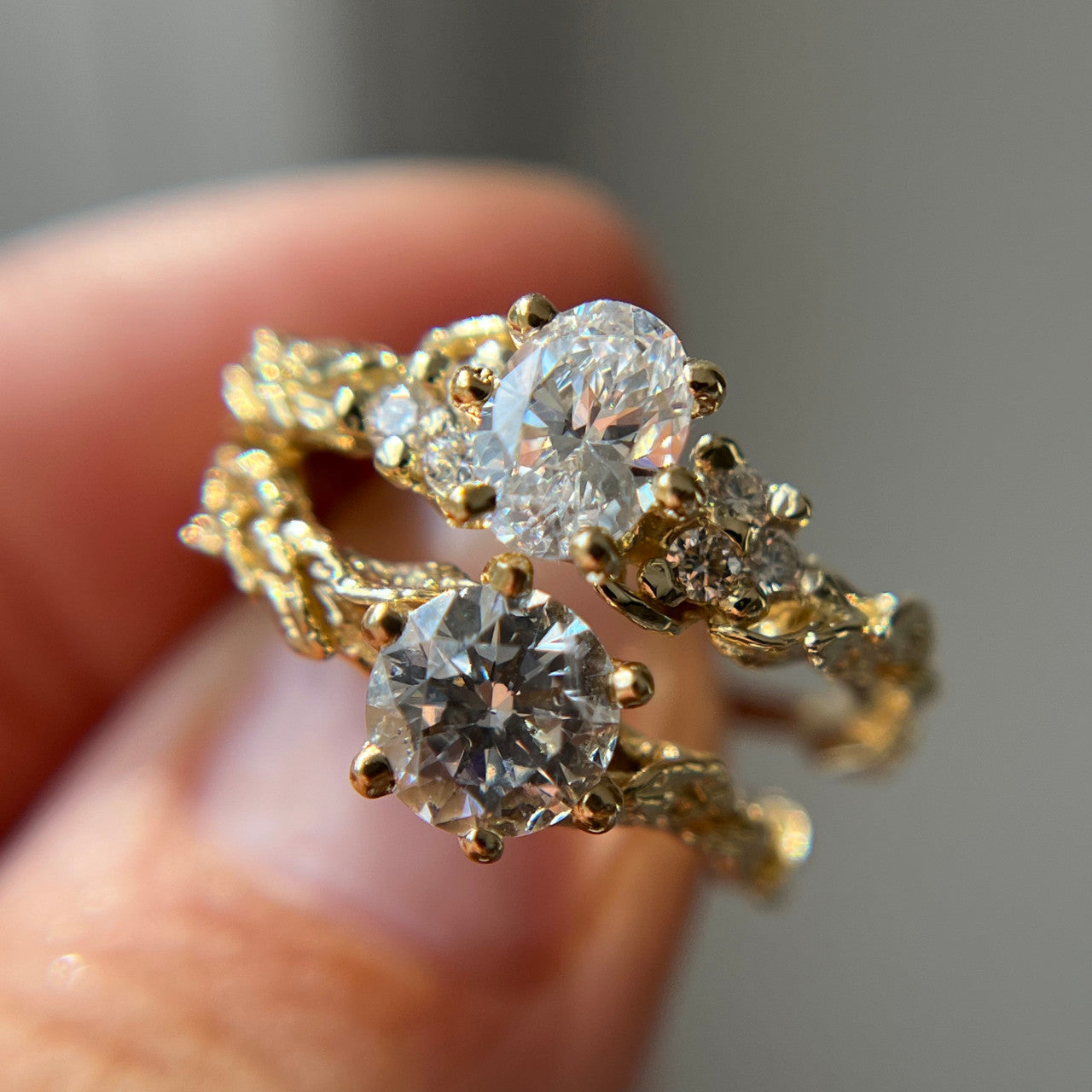14K Yellow Gold Aelin Diamond Cluster Ring by Olivia Ewing Jewelry