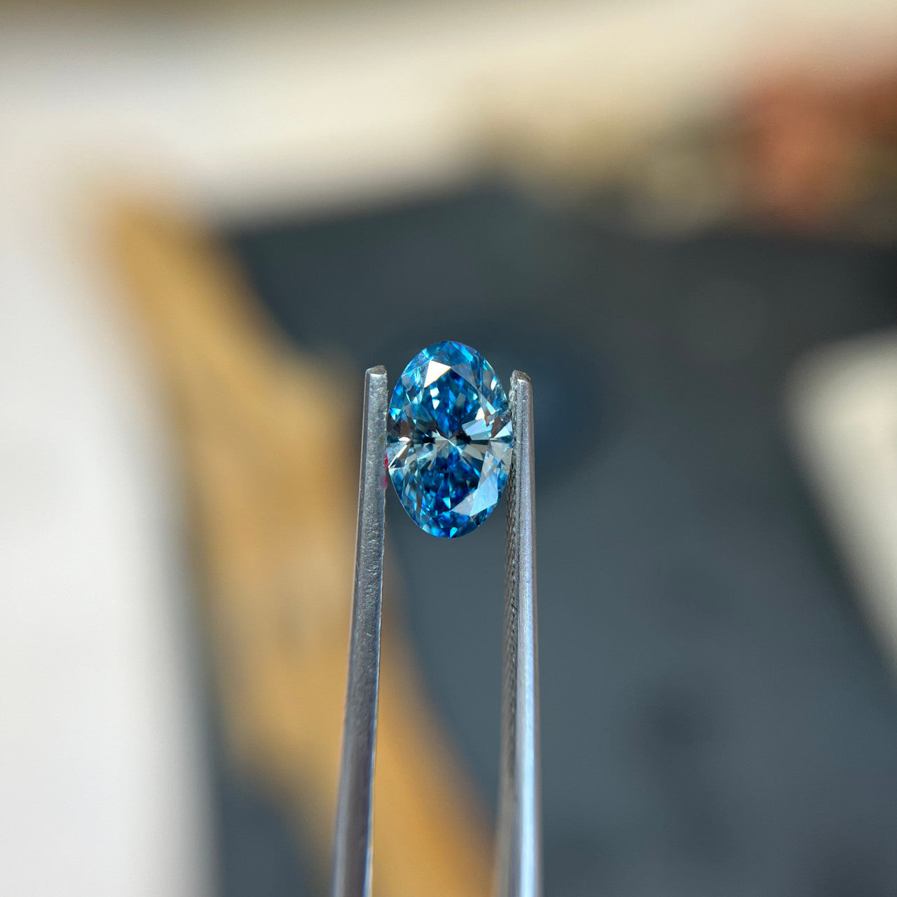 Oval Fancy Vivid Blue Lab Grown Diamond