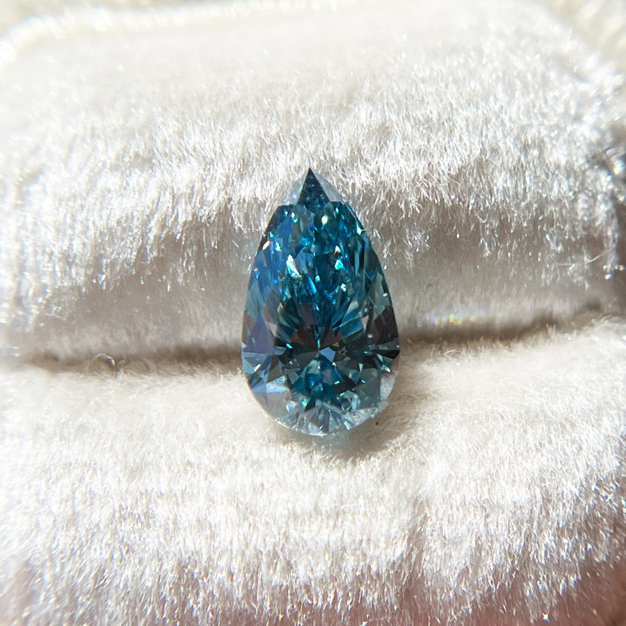 Pear Fancy Vivid Blue Lab Grown Diamond