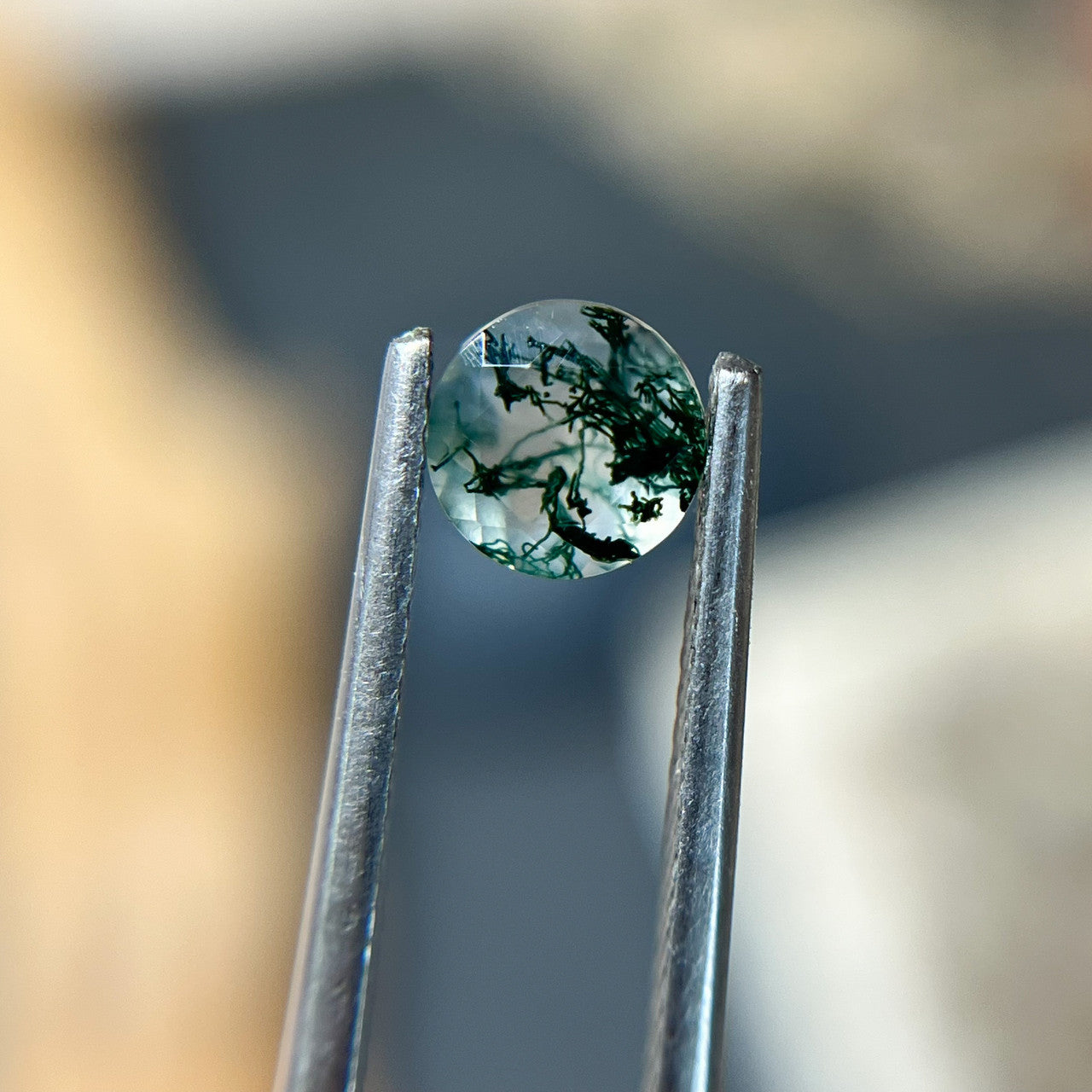 6mm Round Dark Veined Moss Agate