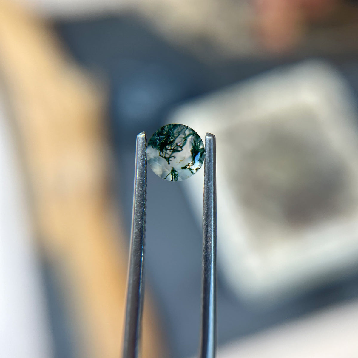 6mm Round Forest Green Moss Agate