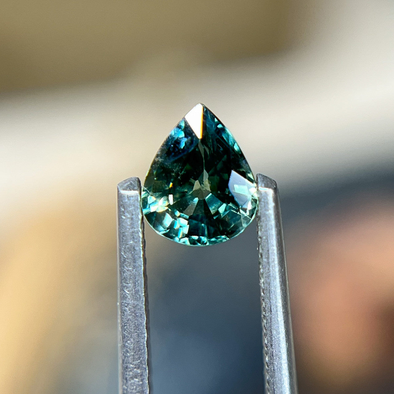 Teal Blue Parti Color Pear Cut Montana Sapphire