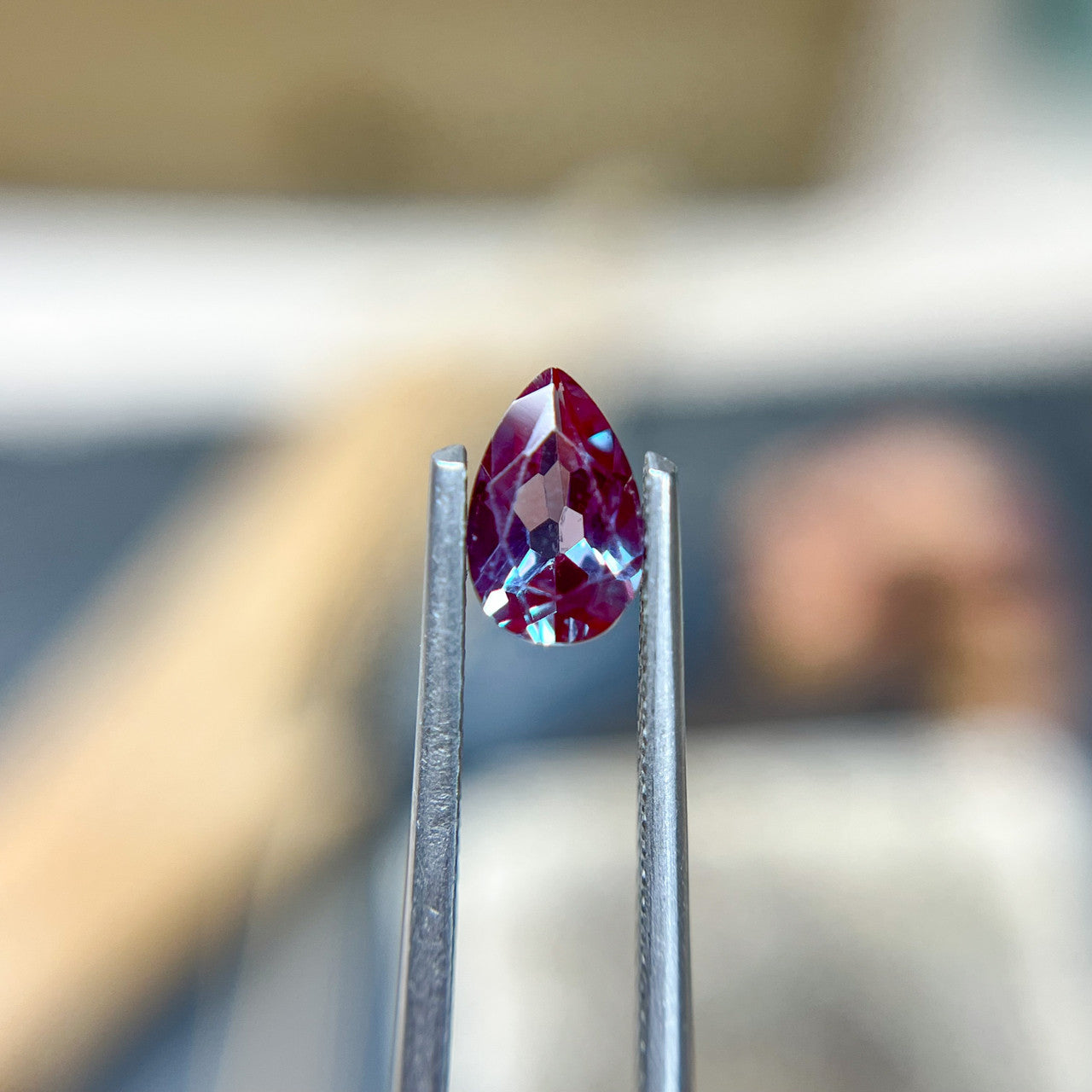 PAYMENTS 1-3 Naples Trio with Pear Cut Lab Grown Alexandrite - 1289