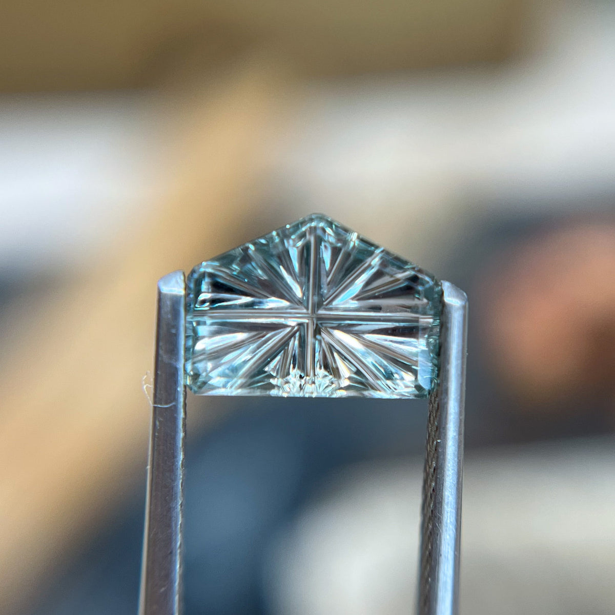 Enchanted Cottage Silvery Blue Parti-Color Montana Sapphire – StarBrite™ Cut by John Dyer