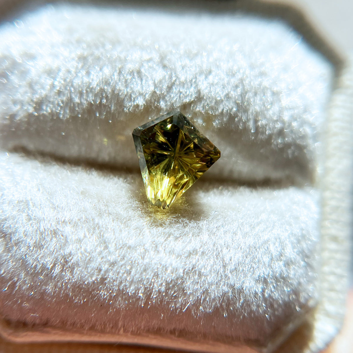 Golden Lime Green Parti Color Australian Sapphire StarBrite™ Cut by John Dyer