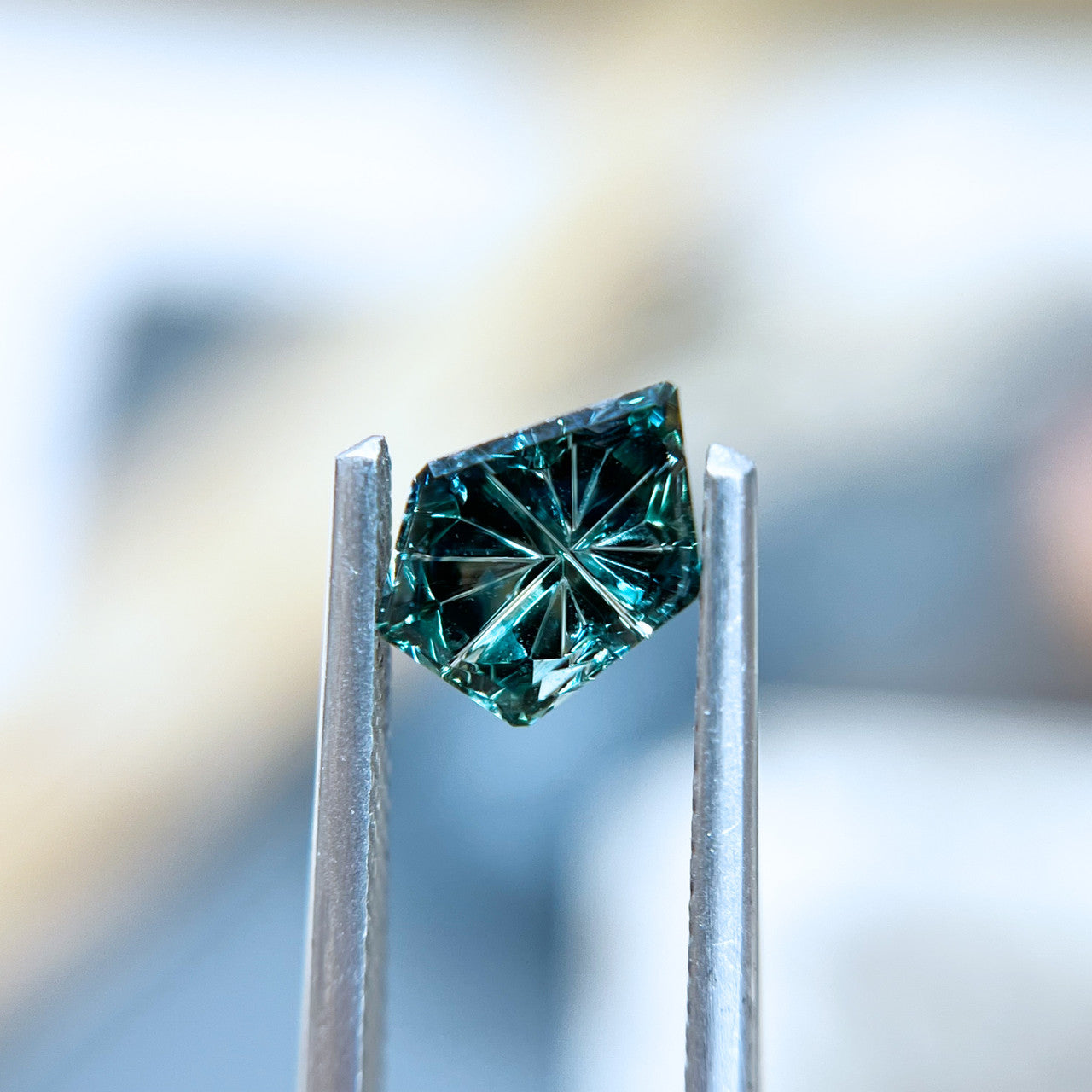 Green Blue Parti Color Australian Freeform Sapphire StarBrite™ Cut by John Dyer