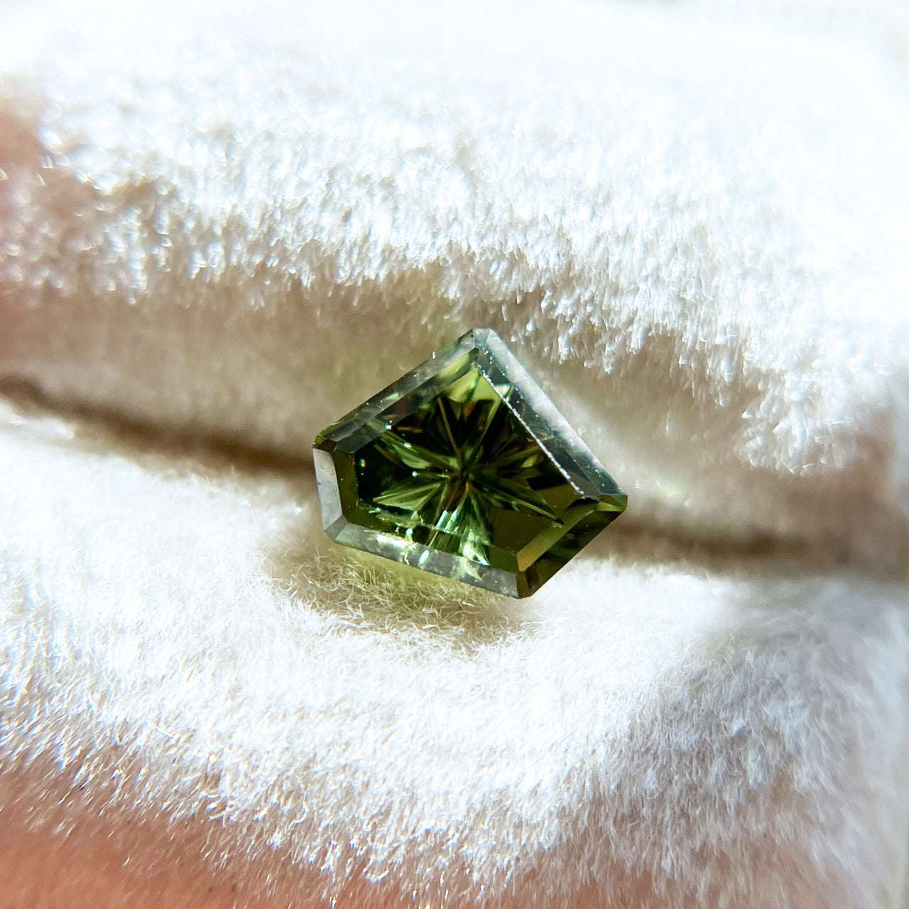 Green Lime Freeform Australian Sapphire StarBrite™ Cut by John Dyer
